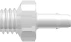 Threaded UNF Fitting 10-32 UNF Thread to Barb, 3/32 (2.4 mm) ID Tubing, Animal-Free Natural Polypropylene