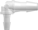 Tube to Tube Fitting Elbow Reduction Tube Fitting with Barbs, 3/32 (2.4 mm) and 1/16 (1.6 mm) ID Tubing, Animal-Free Natural Polypropylene