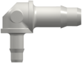 Tube to Tube Fitting Elbow Reduction Tube Fitting with Barbs, 3/32 (2.4 mm) and 1/16 (1.6 mm) ID Tubing, White Nylon