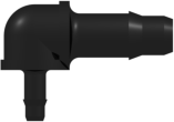 Tube to Tube Fitting Elbow Reduction Tube Fitting with Barbs, 1/8 (3.2 mm) and 1/16 (1.6 mm) ID Tubing, Black Nylon