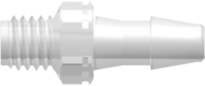Threaded Metric Fitting M5x.8 Thread to Barb, 1/8 (3.2 mm) ID Tubing, Animal-Free Natural Polypropylene
