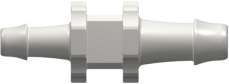 Tube to Tube Fitting Straight Through Reduction Tube Fitting with 500 Series Barbs, 1/8 (3.2 mm) and 3/32 (2.4 mm) ID Tubing, White Nylon
