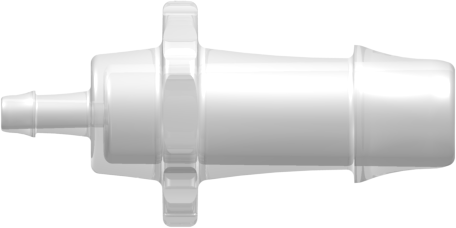 Tube to Tube Fitting Straight Through Reduction Tube Fitting with 500 Series Barbs, 3/8 (9.5 mm) and 1/8 (3.2 mm) ID Tubing, Animal-Free Natural Polypropylene