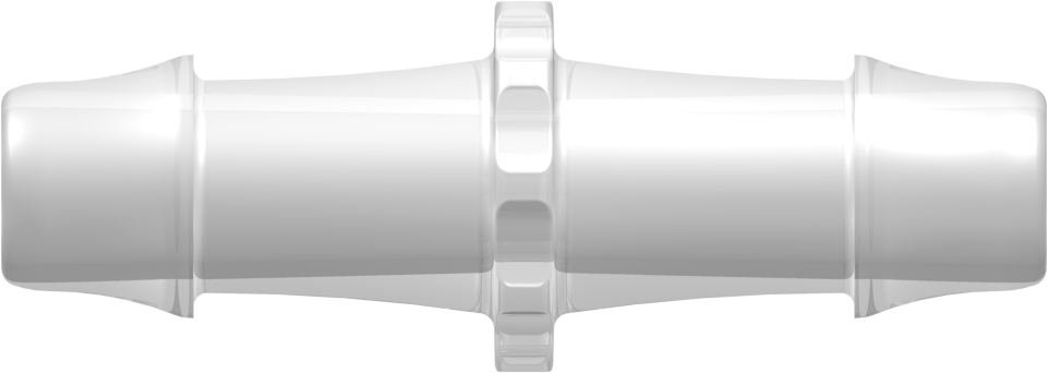 Tube to Tube Fitting Straight Through Tube Fitting with 500 Series Barbs, 3/4 (19.0 mm) ID Tubing, Animal-Free Natural Polypropylene