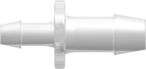 Tube to Tube Fitting Straight Through Reduction Tube Fitting with Barbs, 3/8 (9.5 mm) and 1/4 (6.4 mm) ID Tubing, Animal-free Natural Polypropylene