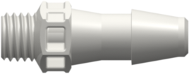 Threaded UNF Fitting 1/4-28 UNF Thread to Barb, 3/16 (4.8 mm) ID Tubing, White Nylon