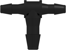 Tube to Tube Fitting Tee Reduction Tube Fitting with Barbs, 3/32 (2.4 mm) and 1/8 (3.2 mm) ID Tubing, Black Nylon