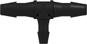 Tube to Tube Fitting Tee Reduction Tube Fitting with Barbs, 1/8 (3.2 mm) and 3/32 (2.4 mm) ID Tubing, Black Nylon