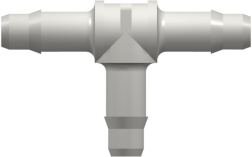 Tube to Tube Fitting Tee Tube Fitting with Barbs, 1/8 (3.2 mm) ID Tubing, White Nylon
