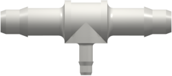 Tube to Tube Fitting Tee Reduction Tube Fitting with Barbs, 1/8 (3.2 mm) and 1/16 (1.6 mm) ID Tubing, White Nylon