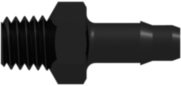 Threaded UNF Fitting 10-32 Special Tapered Thread to Barb, 1/8 (3.2 mm) ID Tubing, Black Nylon
