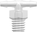 Threaded Fitting 10-32 Special Tapered Thread Tee to Barb, 1/16 (1.6 mm) ID Tubing, Animal-Free Natural Polypropylene