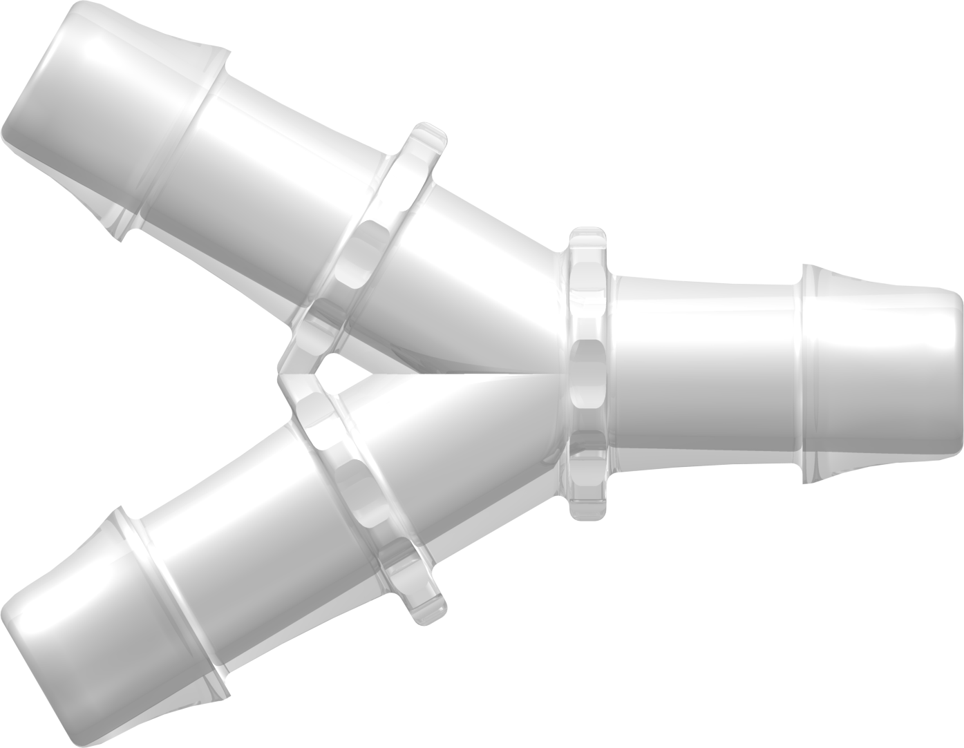 Tube to Tube Fitting Y Tube Fitting with 500 Series Barbs, 1 (25.4 mm) ID Tubing, Animal-Free Natural Polypropylene