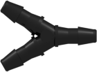 Tube to Tube Fitting Y Tube Fitting with Barbs, 1/16 (1.6 mm) ID Tubing, Black Nylon
