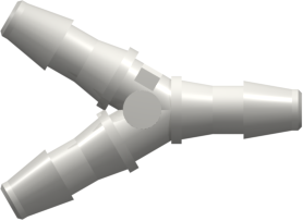 Tube to Tube Fitting Y Tube Fitting with Barbs, 1/8 (3.2 mm) ID Tubing, White Nylon