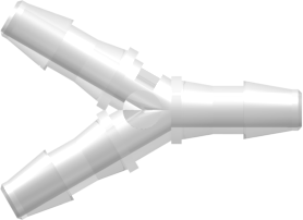 Tube to Tube Fitting Y Tube Fitting with Barbs, 1/8 (3.2 mm) ID Tubing, Animal-Free Natural Polypropylene