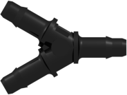 Tube to Tube Fitting Y Tube Fitting with Barbs, 3/32 (2.4 mm) ID Tubing, Black Nylon