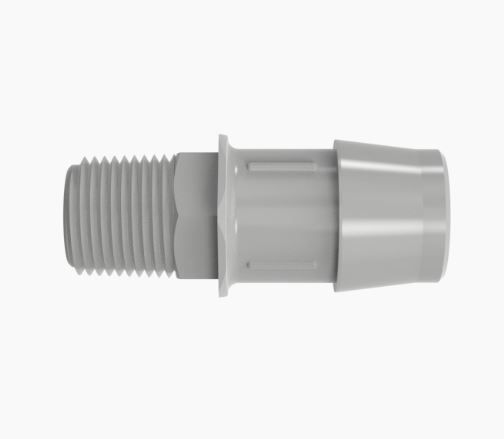 Adapter 3/8-18 NPT Thread x 3/4 Barb Grey Kynar