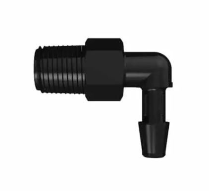 Elbow 1/8 NPT x 3/16 Barb in Black Nylon