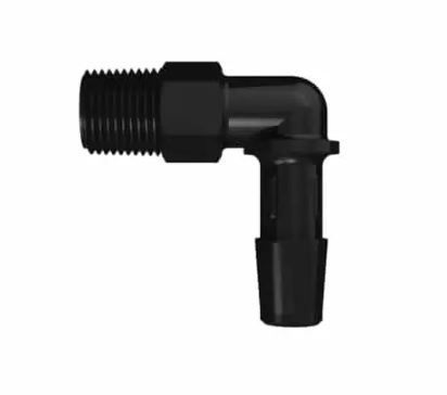 Elbow 1/8 NPT x 5/16 Barb in Black Nylon