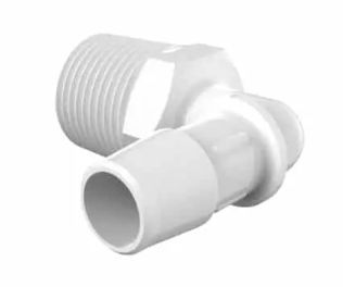 White Polypropylene Elbow 1/2 NPT x 1/2ID