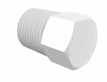 White Polypropylene threaded hex plug 1/8 NPT