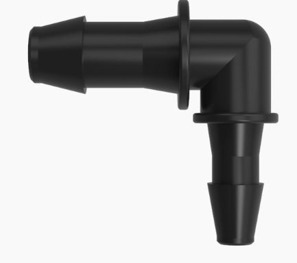 Reduction Elbow 3/16 Barb x 1/8 Barb Black Nylon