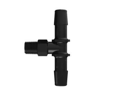 Black Nylon Tee 1/8 NPT x 3/8 Barb
