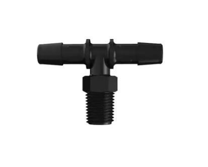 Black Nylon Tee 1/4 NPT-3/8 Barb