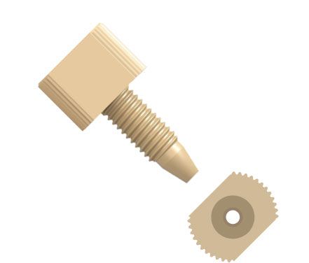 PEEK Tool-free Fitting Knurl-Flat Head one-piece - 10-32 UNF conical