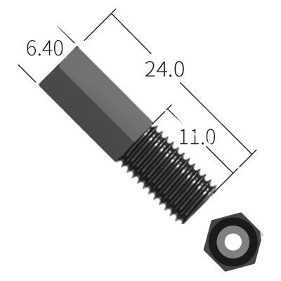  Anti-twist 1/4-28UNF Fitting Set, Hex head, 2.5mm OD