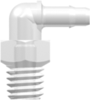 Threaded Fitting 10-32 Special Tapered Thread Elbow to Barb, 3/32 (2.4 mm) ID Tubing, Animal-Free Natural Polypropylene