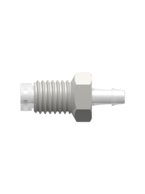 Threaded UNF Fitting 1/4-28 UNF Bottom Sealing Rotating Thread to 500 Series Barb, 3/32