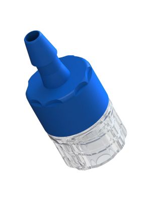 Single Use Disk Check Valve with 0.2µ filter - Barb to Luer Lock Male - ABS Body with Polystyrene & Silicone Disc