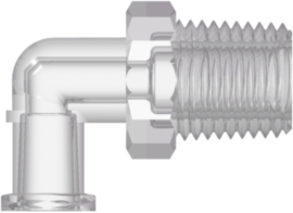 Female Luer Fitting Female Luer Thread Style Elbow to 1/8-27 NPT Thread, Natural Kynar PVDF