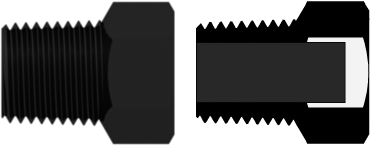 Threaded NPT Fitting 1/8-27 NPT Thread Plug with 7/16 Hex, Black Nylon