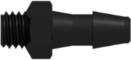 Threaded UNF Fitting 10-32 UNF Thread to Barb, 1/8 (3.2 mm) ID Tubing, Black Nylon