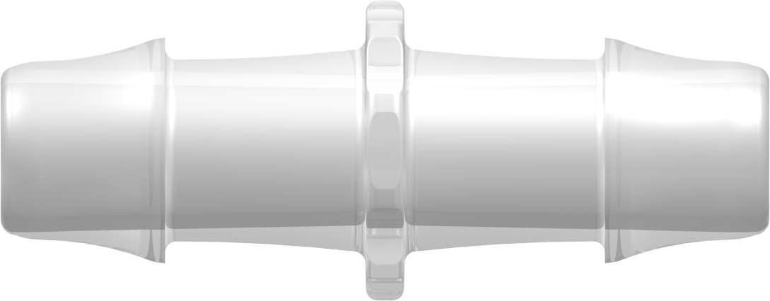 Tube to Tube Fitting Straight Through Tube Fitting with 500 Series Barbs, 1 (25.4 mm) ID Tubing, Animal-Free Natural Polypropylene