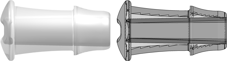 Tube to Tube Fitting Press-In Plug with 500 Series Barb, 1/2 (12.7mm) ID tubing, Animal-Free Natural Polypropylene