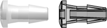 Tube to Tube Fitting Press-In Plug with Barb, 3/32 (2.4 mm) ID Tubing, Animal-Free Natural Polypropylene