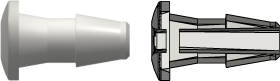 Tube to Tube Fitting Press-In Plug with Barb, 1/8 (3.2 mm) ID Tubing, White Nylon