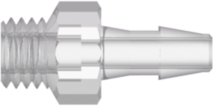 Threaded UNF Fitting 1/4-28 UNF Thread to Barb, 1/8 (3.2 mm) ID Tubing, Natural Kynar PVDF