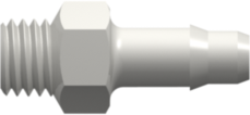Threaded UNF Fitting 1/4-28 UNF Thread to Barb, .170 (4.3 mm) ID Tubing, White Nylon