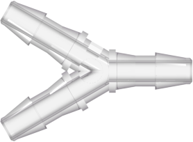 Tube to Tube Fitting Y Tube Fitting with Barbs, 1/8 (3.2 mm) ID Tubing, Natural Kynar PVDF