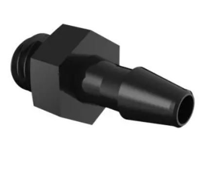 Adapter 10-32 UNF Thread x 3/32 Barb in Black Nylon