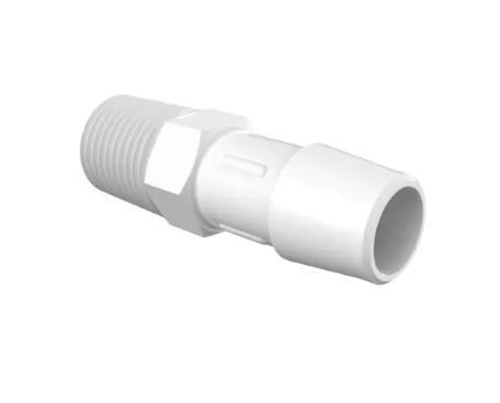 Adapter 1/4 NPT Thread x 1/2 Barb in Non-Animal Derived Polypropylene