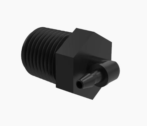 Elbow 1/8 NPT Thread x 1/16 Barb Black Nylon