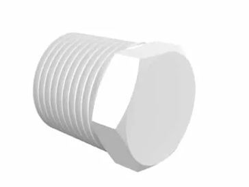 Plug 1/2 NPT White Polypropylene