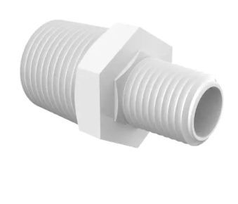 Conversion Nipple 1/2 NPT x 1/4 in White Polypropylene