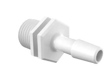 Straight Male Swivel 1/4 Barb in White Polypropylene